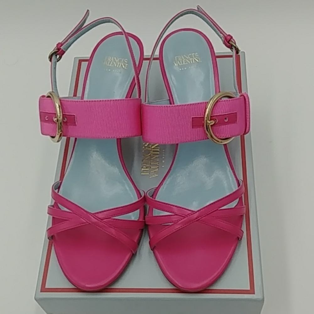 Frances Valentine Women's Lisette Pink leather Sandal Size 39.5M